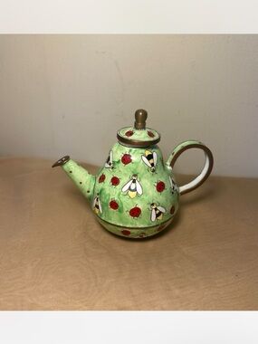 Kelvin Chen enamel copper teapot ladybugs and bees